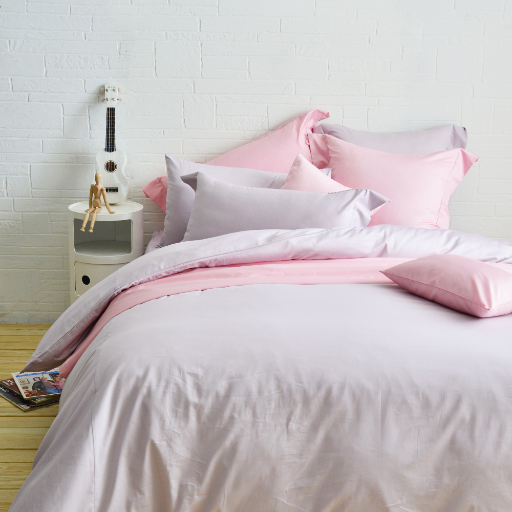 Cozy inn ♒ 簡單純色-丁香紫-200織精梳棉四件式被套床包組(雙人)